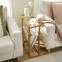 Gold Side Table Tempered Glass End Table With Sling, thumbnail 3 of 9