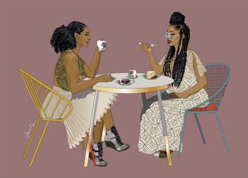 Tea For Two Black Girl Greeting Card, 2 of 3