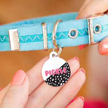 Personalised Circle White Spot Pet ID Tag, 3 of 12