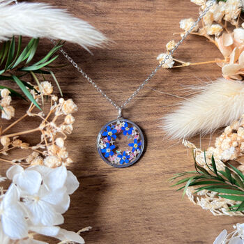 Real Forget Me Not Wreath Necklace, 3 of 6