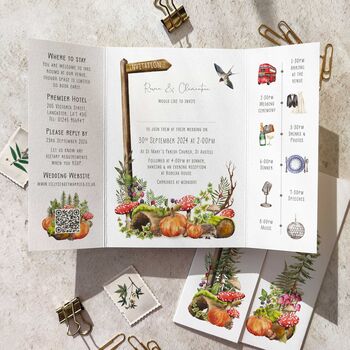 Autumn Woodland Gatefold Invitation, 2 of 8