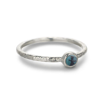 Raw Stone Silver Stacking Ring: Turquoise, 2 of 5