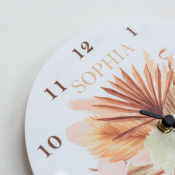 Dried Foliage And Pampas Personalised Wall Clock, 3 of 5