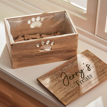 Personalised Wooden Paw Print Dog Treat Box, 3 of 7