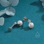 Genuine Pearl And Cz Stud Earrings In Sterling Silver, thumbnail 6 of 12