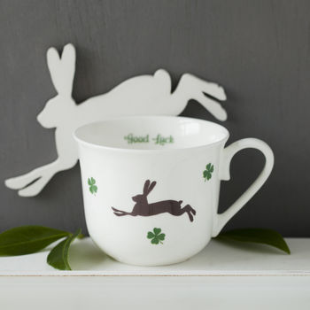 Personalised Lucky Hare Bone China Mug Or Cup, 2 of 6