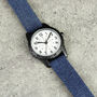 Personalised Black Watch With Blue Canvas Strap, thumbnail 4 of 5