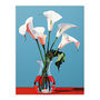 Lustrous Lilies Calla Flowers Blue Red Wall Art Print, thumbnail 6 of 6