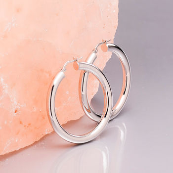 Thick Hoop Earrings In Gold Plate Or Silver, 8 of 11