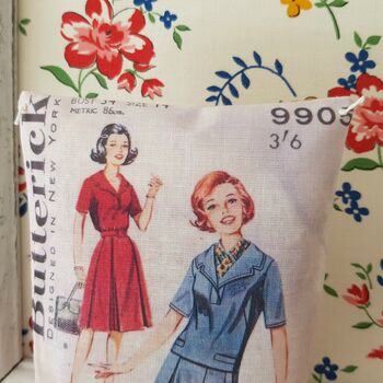 Vintage Sewing Pattern Fabric Fragranced Gift Pillow, 3 of 7