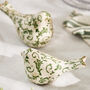 Set Of Two Irina Green Botanical Bird Ornaments, thumbnail 1 of 8