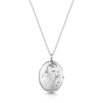 Personalised Little Sterling Silver Scroll Oval Locket, 8 of 12