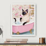 Your Own 'Cat In The Bath With Cocktail' Wall Art Print | Customise To Your Own Cat And Cocktail, thumbnail 5 of 6