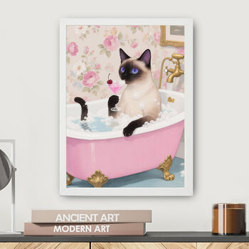 Your Own 'Cat In The Bath With Cocktail' Wall Art Print | Customise To Your Own Cat And Cocktail, 5 of 6
