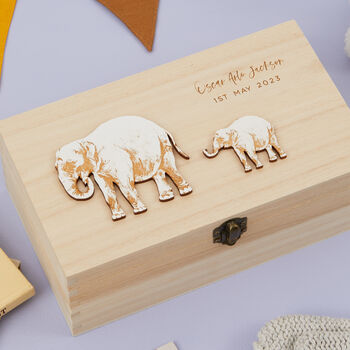 Personalised New Baby Elephant Memory Box Gift, 3 of 4