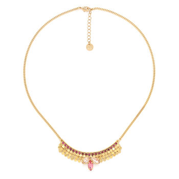 Small Plastron Necklace Gold Plated And Swarovski Crystal, 3 of 3