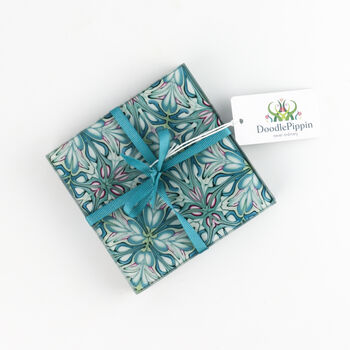 Arts And Crafts Green Blue William Morris Coaster Set, 7 of 10