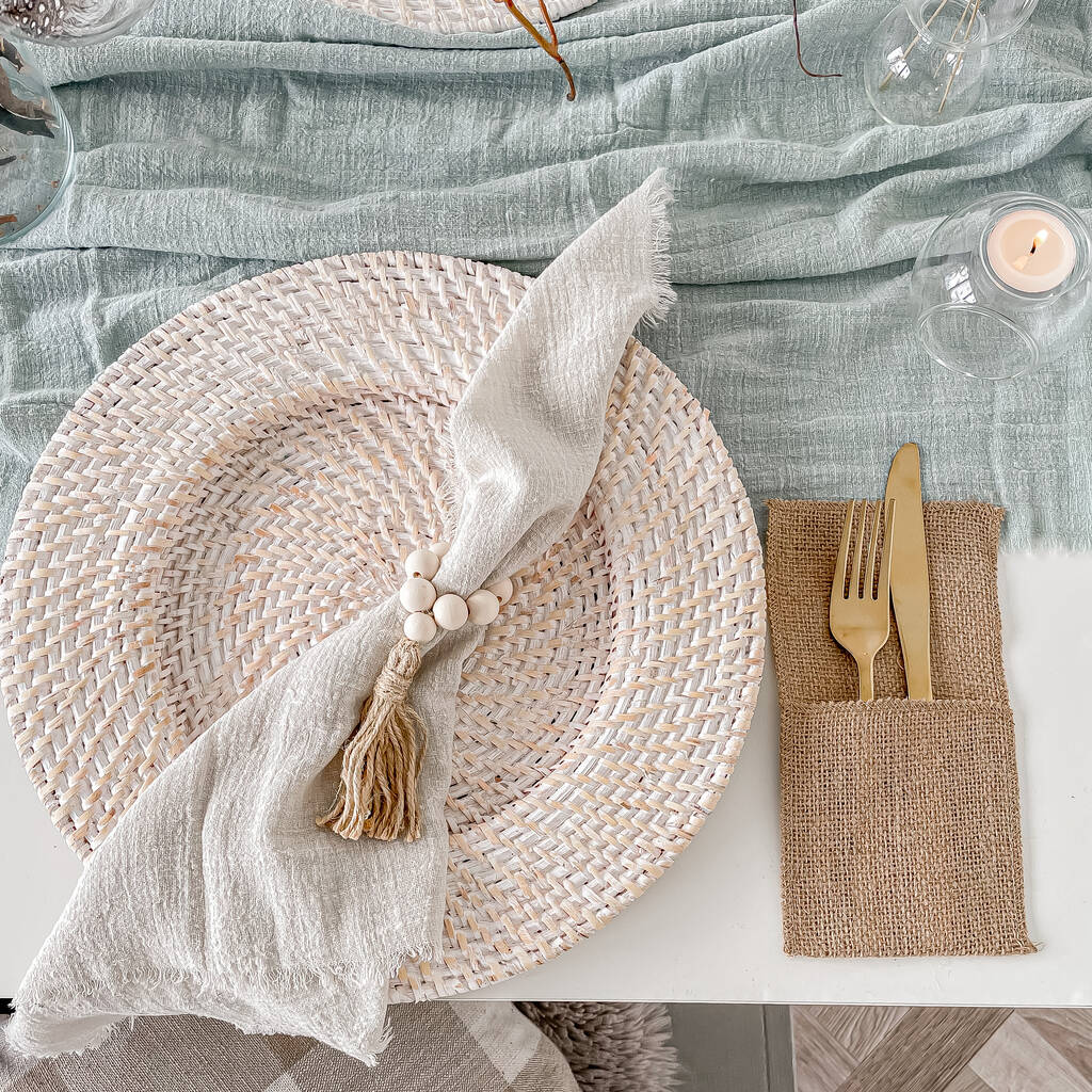 Whitewash Rattan Table Charger Set Of Four By Oh So Kel