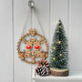 Personalised Reindeer Family Oak Christmas Wreath, thumbnail 1 of 7