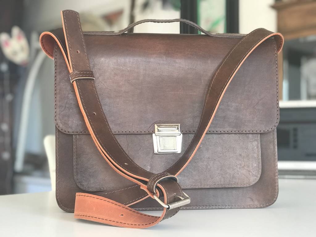 Brown Satchel Messanger Bag By cutme