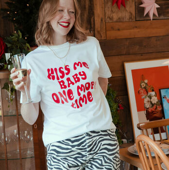 Kiss Me Baby One More Time Christmas T Shirt, 3 of 4