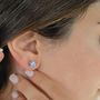 Blue Topaz Moissanite Crystal Sterling Silver Earrings, thumbnail 4 of 6