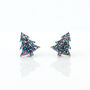 New Multi Coloured Glitter Laser Cut Christmas Tree Earrings Studs, thumbnail 1 of 4