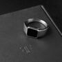 Men's Stainless Steel And Onyx Signet Ring, thumbnail 1 of 11