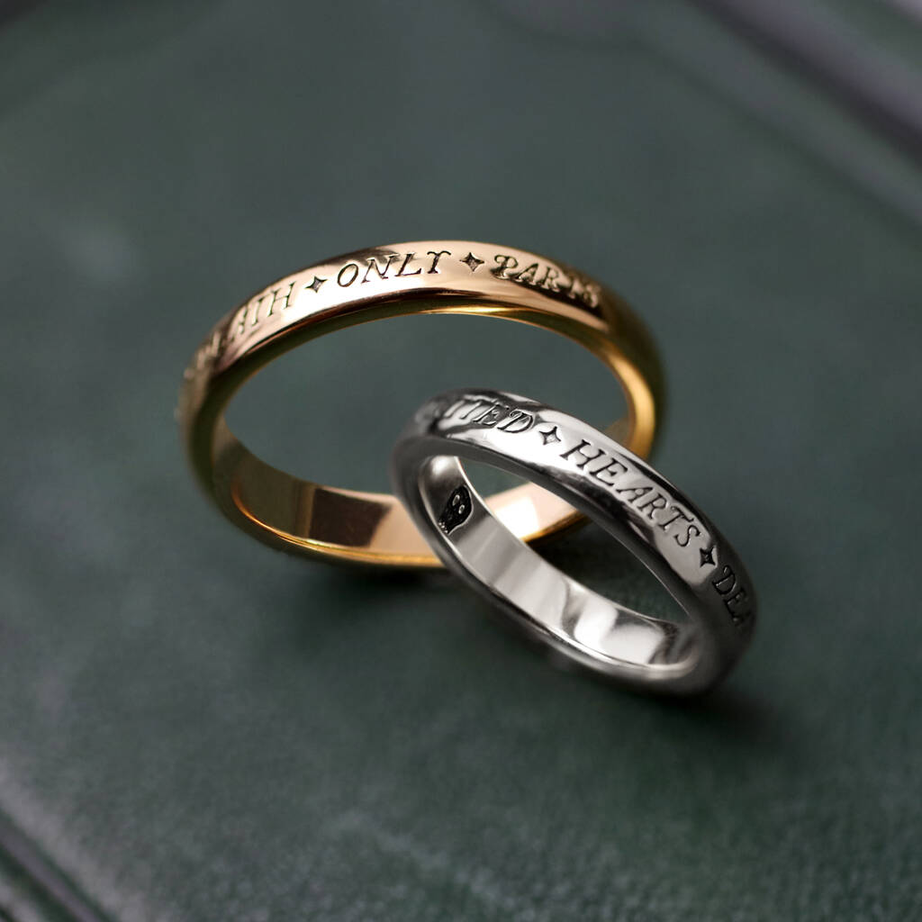 Engraved United Hearts Posie Ring, 1 of 5