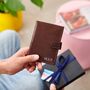 Luxury Leather Passport Holder With Hot Stamped Personalisation And/Or Engraved Message, thumbnail 4 of 7