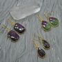 Ruby Zoisite Earrings: Gold Plated Silver, Anyolite, Teardrop Or Rectangular Dangle Drop, thumbnail 2 of 12