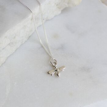 Bee Charm Necklace Sterling Silver, 3 of 8