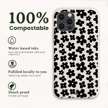 Little Black Flowers Eco Phone Case, 2 of 8