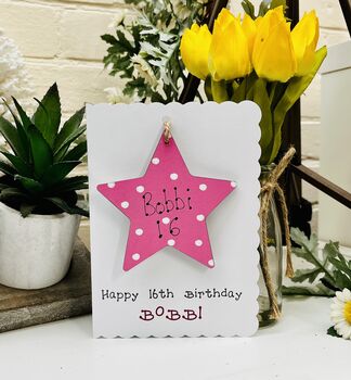 Personalised 16th Star Birthday Card Wooden Gift, 5 of 5