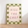 Kiss The Chef Wall Art Print Kitchen Poster, thumbnail 1 of 10