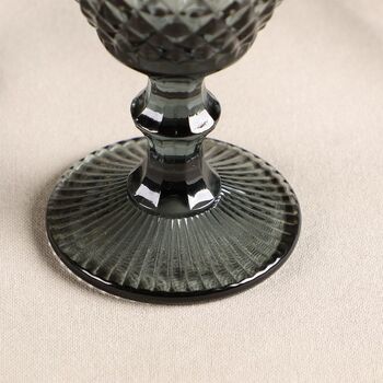 Set Of Four Smoked Grey Embossed Wine Goblets, 7 of 9