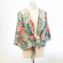 Duck Egg And Coral Floral Georgette Kimono Wrap, thumbnail 2 of 3
