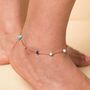 Stainless Steel Semi Precious Stone Charm Anklet In Gold, thumbnail 2 of 3