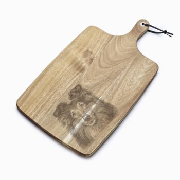 Personalised Rough Collie Engraved Acacia Serving Board, 8 of 8