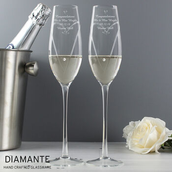 Engraved Crystal Champagne Flutes Handmade, 8 of 8