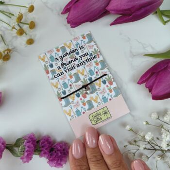 Gardener Wish Bracelet With Silver Charm – Gift For Garden Lovers With Floral Garden Quote Card, 3 of 6