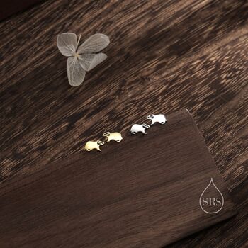 Extra Tiny Badger Stud Earrings In Sterling Silver, 2 of 12