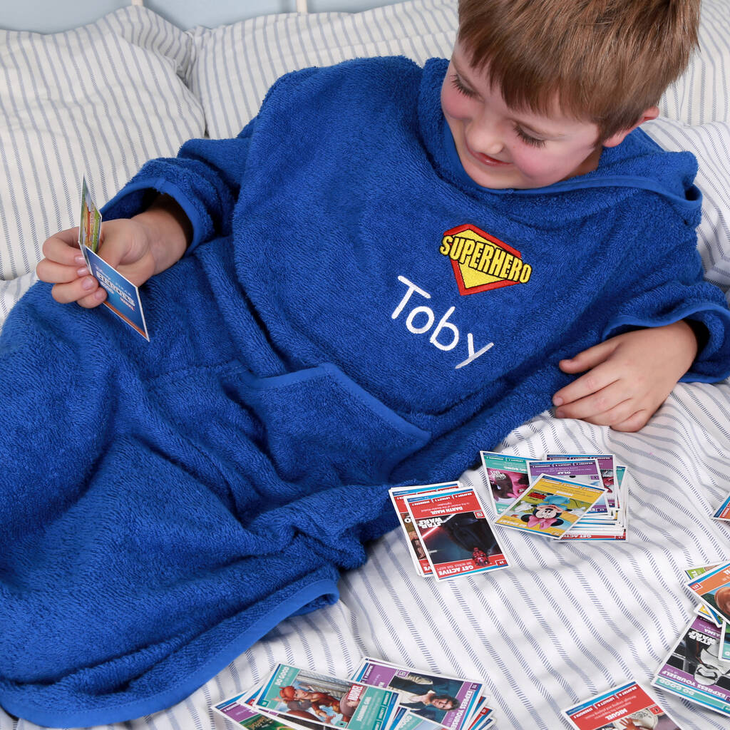 Personalised Boy's Hooded Logo Poncho, 1 of 10