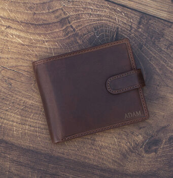 Personalised Dark Brown And Tan Leather Wallet Rfid, 2 of 9