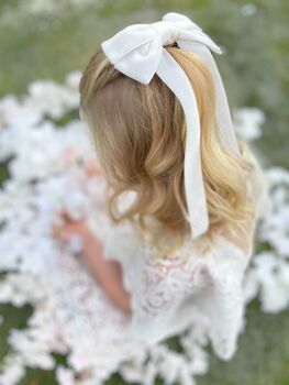 Flower Girl Hair Bow Barrette / Fable Ivory, 3 of 4