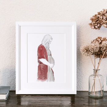 Personalised Watercolour First Mother's Day Portrait, 4 of 6