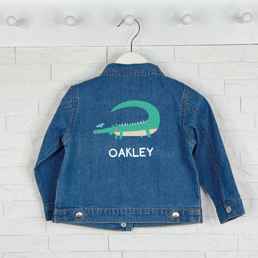 Crocodile Personalised Baby/Kids Denim Jacket, 1 of 4