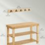 Three Tier Bamboo Shoe Bench Coat Rack Metal Hooks Set, thumbnail 11 of 12