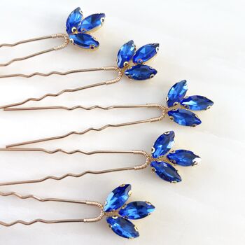 Gold And Royal Blue Hair Pin Set, 5 of 6