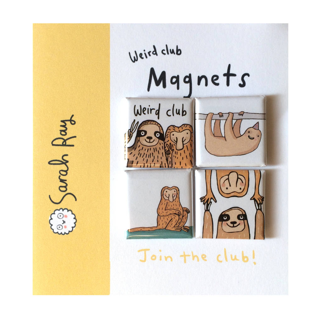 'Weird Club Sloth And Monkey' Fridge Magnet Set, 1 of 2